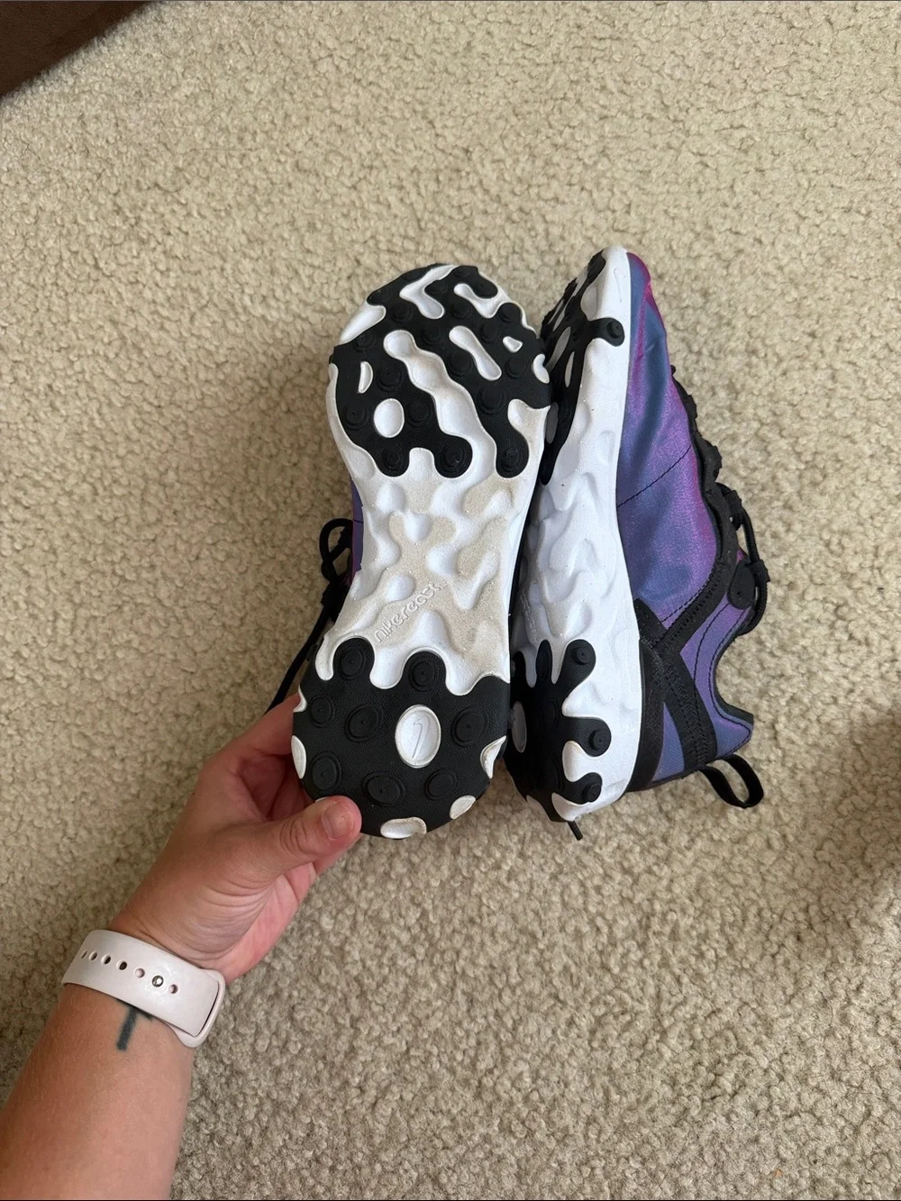 Nike React Purple and Black Low-Top Sneakers